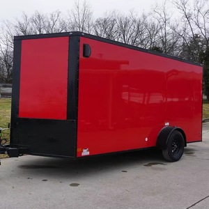 Top 7x12 Cerrado Red V-Nose Blackout Package Auto Trailer con almacenamiento de eje de 3,500lb para automóviles - Product Image 1