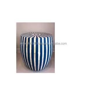 Mesa auxiliar con incrustaciones de hueso de calidad, taburete de diseño a rayas en mesa auxiliar con incrustaciones de hueso negro de la India para muebles de sala de estar - Product Image 3