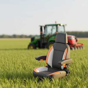 New Adjustable <b>Forklift</b> Seat With Armrest Headrest Seatbelt For Tractor Mower Farm Use - Product Image 2