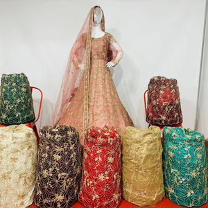 Superbe robe de mariée élégante pour adultes robe de bal en filet de mariée longue et lourde évasée pierres Jarkan Dupatta détaillant vêtements Salwar - Product Image 1