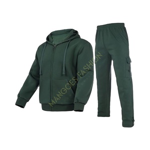 Conjunto Deportivo Unisex de Invierno 100% Algodón, Ropa Deportiva, Chaqueta con Capucha de Forro Polar con Cremallera Completa, Pantalones Cargo, Conjunto Casual de 2 Piezas al por Mayor - Product Image 1