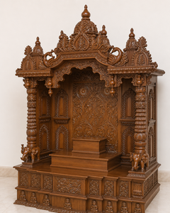 Best Quality Teak Wooden Handcrafted Durable Carved Home <b>Mandir</b> Customize South Indian Style Foldable Temple Storage India USA - Product Image 4