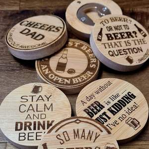 Personnalisation Design moderne Tapis carrés décoratifs durables Sous-verres en bois de hêtre et d'acacia - Product Image 1