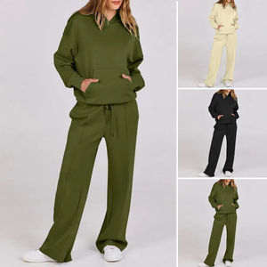 Ensemble pantalon de survêtement et sweat à capuche avec poche cargo pour femmes - Product Image 5