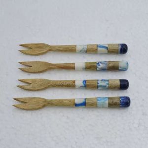 Expensive Look Designer Resin Handle Natural Acacia Wood Eating <b>Spoon</b> Set Good Quality Handcrafts Item <b>Small</b> <b>Spoon</b> - Product Image 5