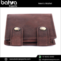 Dompet Kulit Asli Lipat Dua Desain Modern Stylish untuk Pria, Lapisan Katun, Vintage, Pendek, RFID, Siap Bepergian, Logo Custom