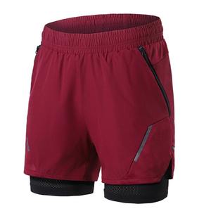 Nouveau short de course noir pour homme double couche à séchage rapide en satin respirant taille mi-élastique solide entraînement de sport - Product Image 5