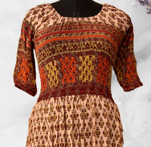 Robe imprimée en crêpe 100% rayonne, élégante et confortable, col rond, style bohème, formelle, style boho-chic, taille naturelle, longueur totale pour - Product Image 2