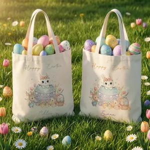 Personalized Fashionable Happy <b>Easter</b> Egg Bunny Reusable Canvas <b>Bag</b> Daily Use <b>Easter</b> <b>Gift</b> for Kids and Women with Name - Product Image 3