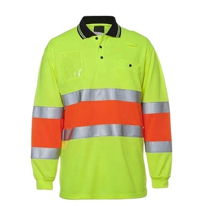 Polo de manga corta con bolsillo y rayas reflectantes para hombre, ropa de trabajo, naranja, Hi Vis, Verano - Product Image 1