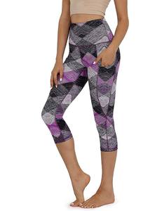Women's Breathable Tie-Dye Yoga Capri <b>Leggings</b> Seamless Tummy Control Training Pants <b>with</b> <b>Pockets</b> for Active Gym <b>Workouts</b> - Product Image 1