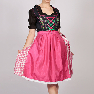 Nuevo Mini vestido bávaro Dirndl para mujer, traje tradicional de Oktoberfest, mangas ligeras, algodón, poliéster, logotipo personalizado - Product Image 4