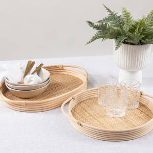 ถาดเสิร์ฟทรงกลมหวายสานมือ ตะกร้าหวายสานธรรมชาติ ถาดเก็บของหวาย สำหรับจัดเก็บและจัดระเบียบบ้าน - Product Image 3