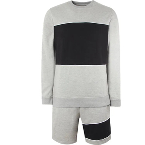 Innovative New Casual Best Quality Custom Made Men 100% Cotton Sweatshirt Two-Tone Short Tracksuit Gym Wear <b>Set</b> - Product Image 3