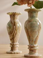 Vase à fleurs moderne en marbre poli, incrustation nacre, finition brillante, hauteur 8 pouces, emballage en boîte, personnalisation de la marque
