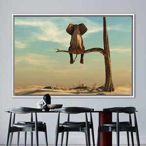 Modern Surreal Elephant Tree Canvas Print - Contemporary Artwork,1P:<b>White</b> <b>Framed</b> - Product Image 1