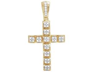 S925 Sterling Silver Moissanite Diamond <b>Cross</b> Pendant Iced Out Hip Hop Style Religious <b>Necklace</b> for <b>Men</b> Women Rose <b>Gold</b> Plating - Product Image 1
