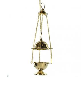 Quemador de incienso colgante de latón puro duradero y elegante con diseño en relieve más vendido, soporte de incienso personalizado chapado en oro. - Product Image 4