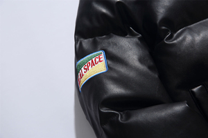 Doudoune en cuir avec logo personnalisé OEM pour hommes Blouson aviateur en cuir personnalisé Écusson brodé sur mesure Doudoune pour homme - Product Image 5