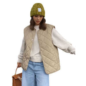 Dernier design personnalisé, veste sans manches matelassée décontractée coupe-vent pour femmes, automne-hiver, couleur noire, nouveau gilet matelassé - Product Image 1