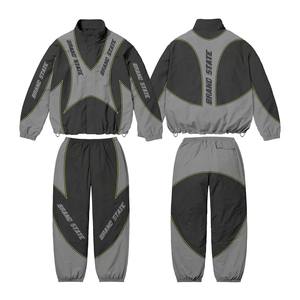 Unisex Nylon Tracksuit <b>Vintage</b> Crinkle <b>Windbreaker</b> Jacket Elastic Pants Set Waterproof Athletic Outdoor Suit - Product Image 2