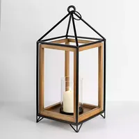 Farol de Metal Clásico Grande, Hecho a Mano, Decoración Única para el Hogar, Patio, Impresión en Relieve, Portavelas de Vidrio Navideño