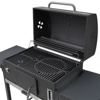 Barbecue de Luxe d'Extérieur Haut de Gamme en Acier avec Fumoir au Charbon, Chariot, Télécommande et Grille de Cuisson en Fonte à Hauteur Réglable - Idéal pour la Jardin