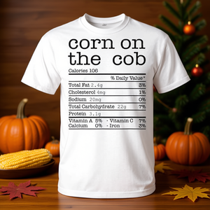 Camiseta Promocional con Información Nutricional de Maíz en Mazorca para Acción de Gracias y Navidad - Product Image 3