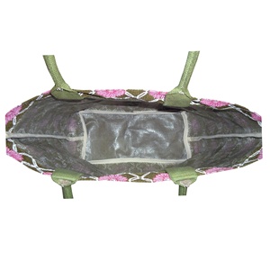 Bolso de playa de tela de yute con estampado Floral de la mejor calidad para mujer, diseño caliente de temporada, Asa de cuerda acolchada, bolsos de compras de oliva - Product Image 5