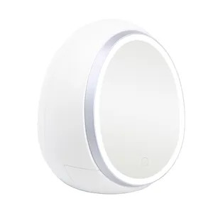Miroir de courtoisie éclairé par LED rechargeable avec rangement-Miroir de maquillage intégré <span class=keywords><strong>pour</strong></span> <span class=keywords><strong>coiffeuse</strong></span>, miroir cosmétique éclairé - Product Image 1