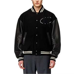 Chaquetas con letras de béisbol de lana con logotipo personalizado 2024 para hombre, chaqueta universitaria de manga de cuero en blanco Vintage, botón informal para invierno - Product Image 3