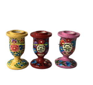 Elegante soporte de madera para velas pintado a mano Kashmiri Paper Mache para decoración navideña con farolillos de piedra y tarros de velas decorativas - Product Image 2