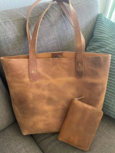 Sac à main en cuir pleine fleur durable grande capacité vintage fait à la main pour femmes - Product Image 5