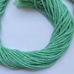 Caja de cubo de piedra de crisoprasa verde Natural de 2mm y 3mm, hebras de cuentas de piedras preciosas facetadas para fabricación de joyas de mayorista, collar DIY - Product Image 2