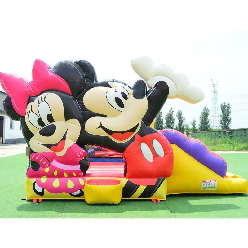 Commercial Mickey mouse inflatable bouncers jumping castles with slide combo for kids