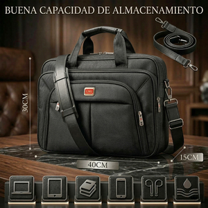 Borsa Portadocumenti Impermeabile in Tessuto Oxford da 15,6 Pollici, Valigetta Grande Casual di Lusso per Uomo con Cerniera in Pelle PU per Lavoro - Product Image 4