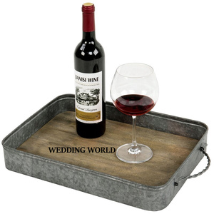 Bandeja de servicio galvanizada de calidad superior Forma redonda Hecho a mano Venta caliente Diseñador Vajilla de lujo Venta al por mayor Bandeja de servicio de metal - Product Image 2