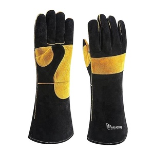 Gants de soudage en cuir souple personnalisés, résistants à la chaleur, gants de travail de sécurité robustes avec protection longue manchette, vente en gros - Product Image 1