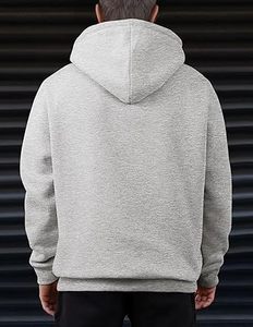 Sweats à capuche décontractés d'hiver pour hommes couleur unie 100% coton doublé polaire tricoté coupe régulière séchage rapide et respirant de haute qualité - Product Image 3