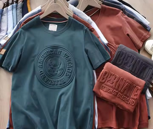 Logo personnalisé coupe parfaite style unique été hommes t-shirts en relief OEM t-shirt à épaules tombantes surdimensionné avec logo personnalisé - Product Image 6