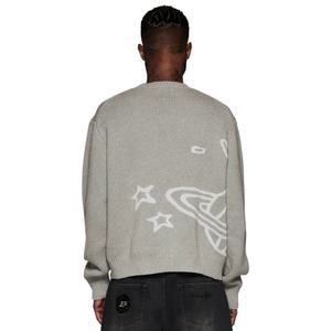 Pull en tricot personnalisé OEM ODM pour hommes, tricots en coton, jacquard, fabricant de pulls, pull en tricot à manches longues et à col ras du cou pour hommes - Product Image 3