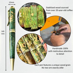 Bolígrafo ejecutivo de Aguamarina de lujo hecho a mano, 0,7mm de ancho de escritura, Burl, madera estabilizada, colección de regalos ejecutivos - Product Image 3