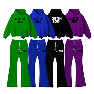 Venta al por mayor de chándal de algodón liso de peso pesado personalizado para hombre con capucha y chándal de dos piezas chándales OEM pulóver chándales para hombre - Product Image 1