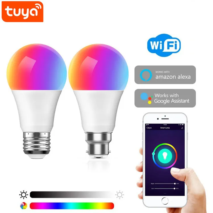 alexa Google Home voice control RGB Wifi Smart Led Light Bulb 9w E27 E26 B22 A60 LED Tuya Smart Bulb