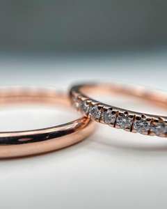 2มิลลิเมตรรอบตัด Moissanite ครึ่งนิรันดร์แต่งงานวงในกุหลาบทอง | Dainty ครบรอบเจ้าสาว STACKABLE เครื่องประดับที่ดี - Product Image 3