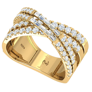 Anillo de Oro Sólido de 14K con Baño de Rodio y 66 Diamantes de Corte Brillante de 1.00 Quilates, Diseño Clásico para Mujer |   Elegante para Fiestas y Bodas - Product Image 1