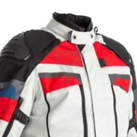 Jaket Balap Motor Pria Lengan Panjang Warna Blok Putih Merah Biru Tahan Air Perlengkapan Pelindung Semua Musim
