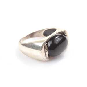 Bague ovale en argent sterling 925 avec pierre d'onyx, motif géométrique, plaqué rhodium, certifiée IGI, pour un usage quotidien et les promesses - Product Image 1