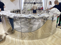 Raffiner l'approvisionnement en pierre Bvlgari inspiré de la table en marbre blanc violet décoration intérieure polie avec grande dalle de pierre