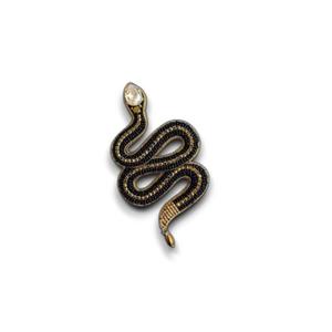 Serpent noir perlé broche or serpent pour hommes et femmes accessoire de bijoux à la mode - Product Image 1